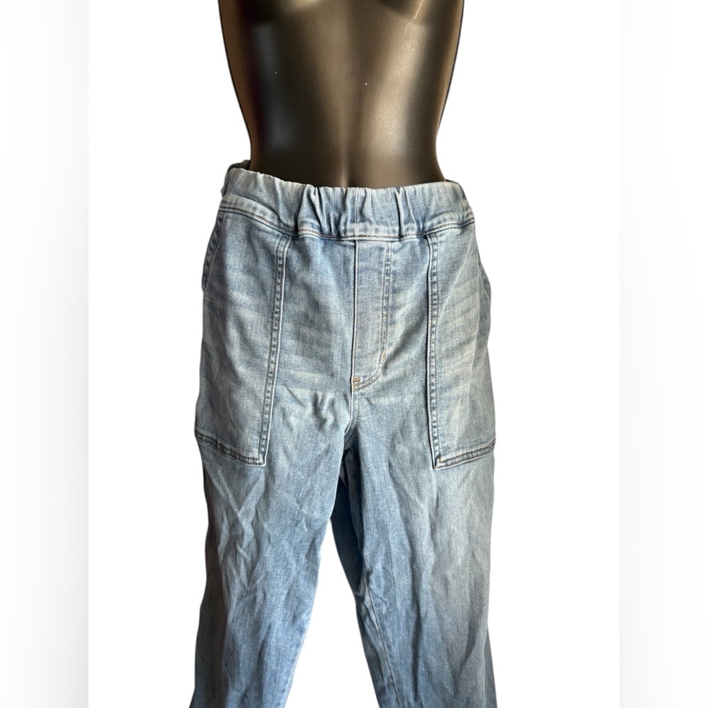 Madewell Light Blue Ankle Jeans Relaxed Pull-On Blue denim sz M elastic waist - Picture 7 of 11